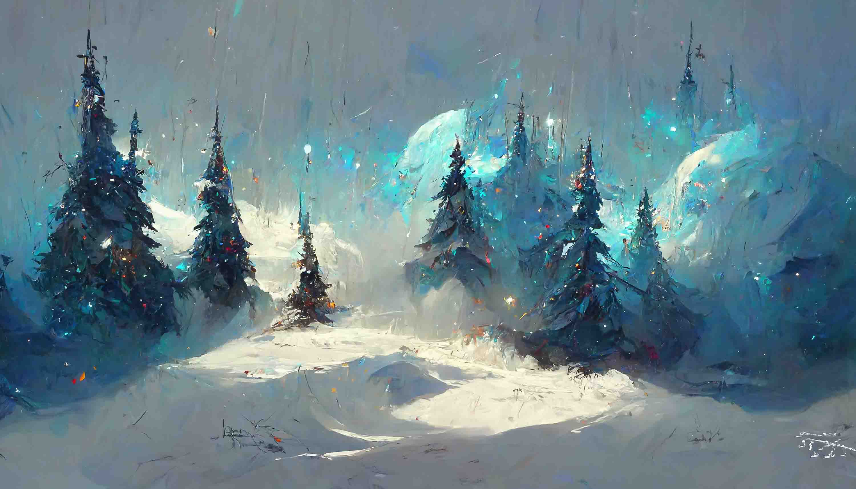 3D Winter Pine Forest Landscape Oil Painting Wallpaper Wall Mural Wall Decor Wall Art Wall Sticker Remoable Wallpaper LQH