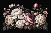 3D Pink Floral Bouquet Dark Background Wallpaper Wall Mural Wall Decor Wall Art Wall Sticker Remoable Wallpaper