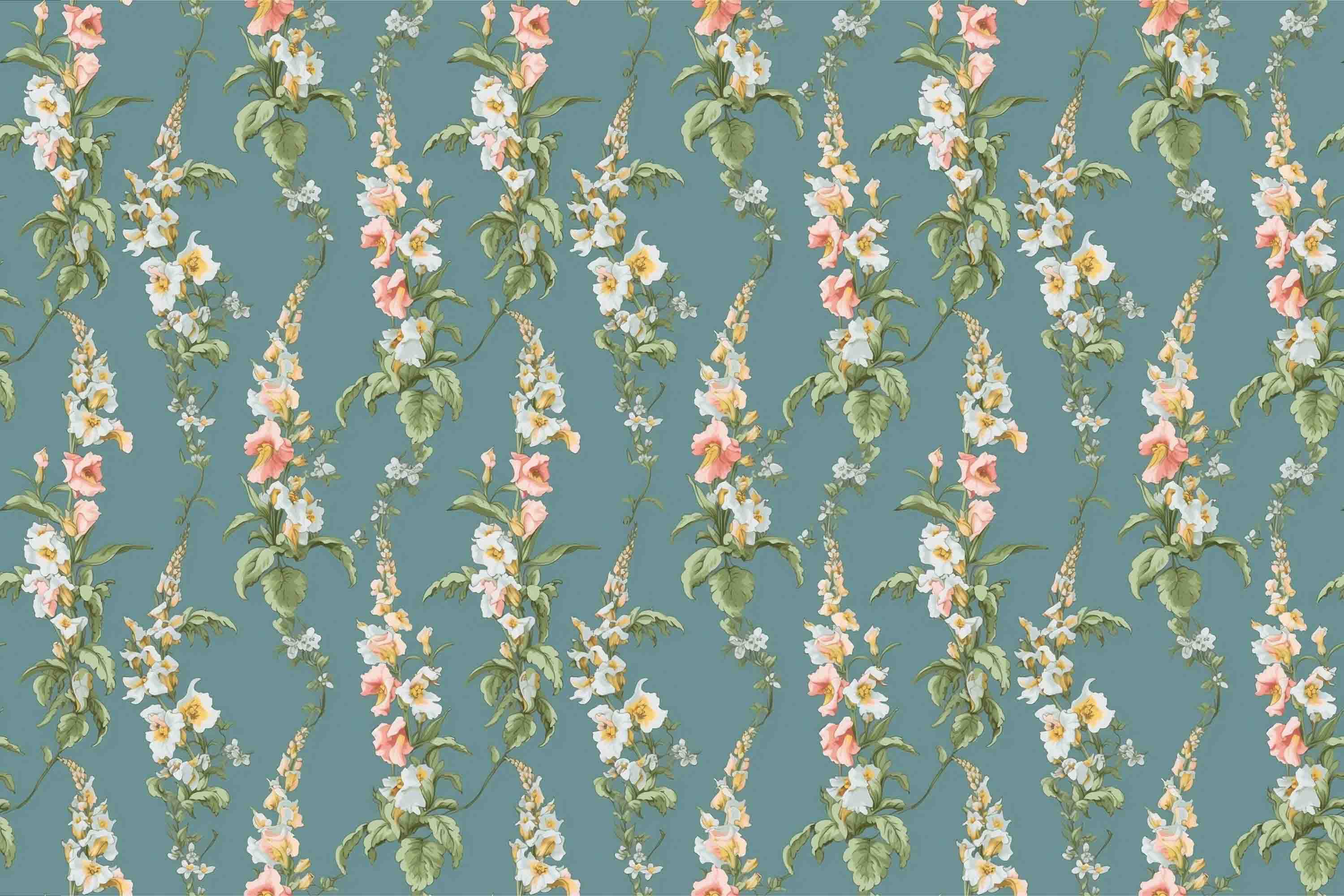 3D Floral Leaf Blue Background Wallpaper Wall Mural Wall Decor Wall Art Wall Sticker Remoable Wallpaper
