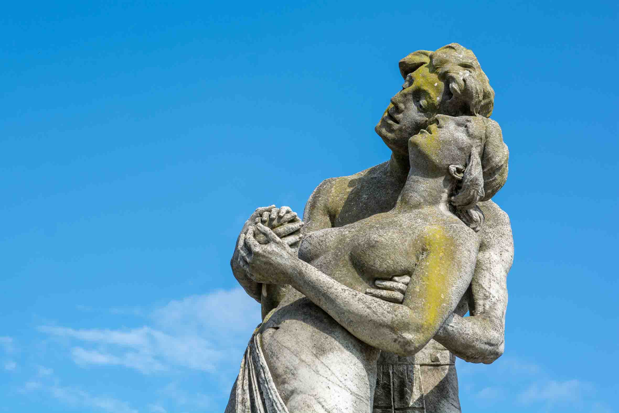 3D Sculpture Woman Man Bluesky Wall Mural Wallpaper YXL 2436