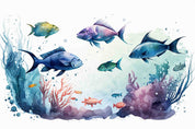 3D Animal Fish Coral Sea Bubble Wall Mural Wallpaper YXL 08