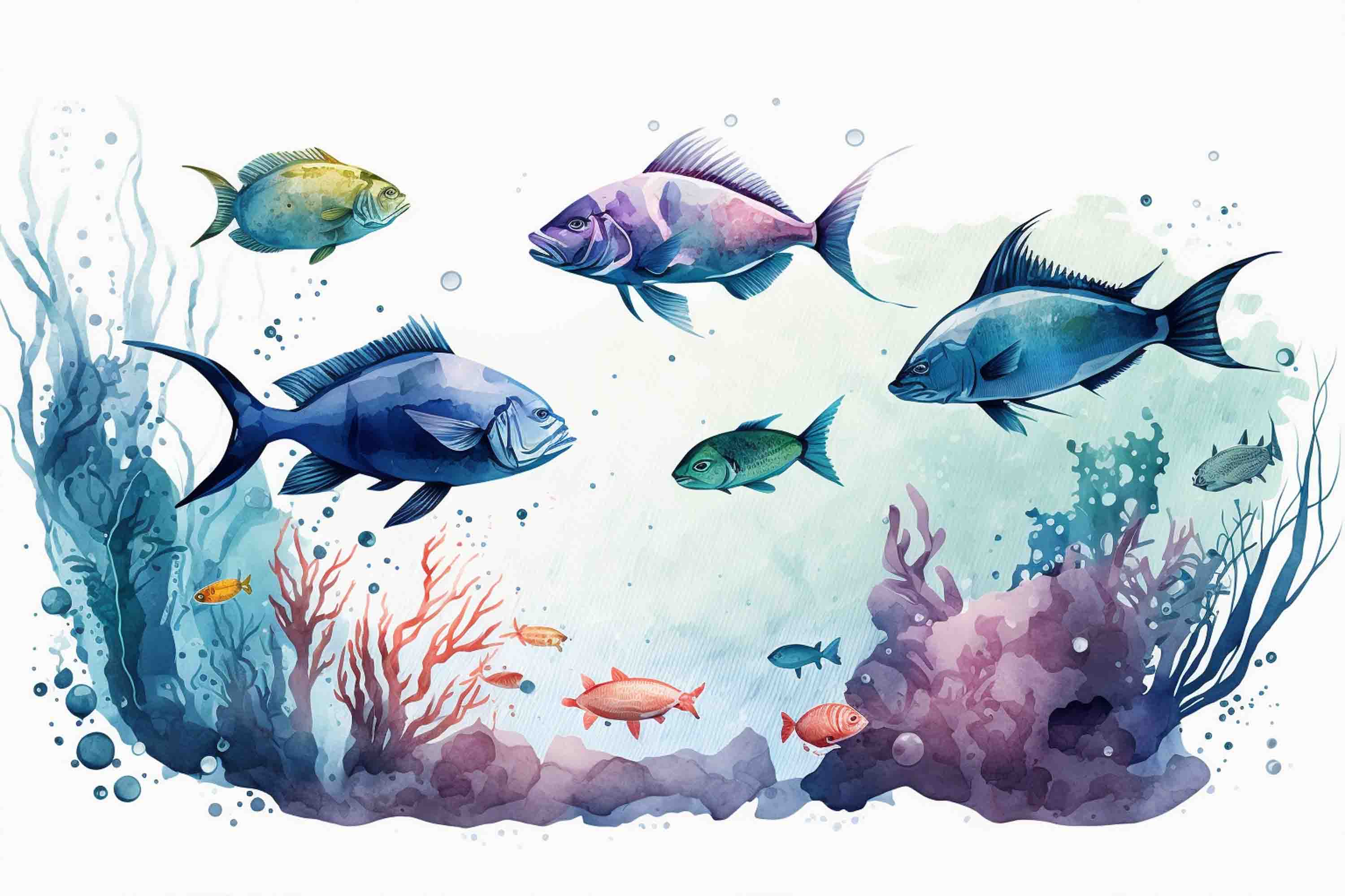 3D Animal Fish Coral Sea Bubble Wall Mural Wallpaper YXL 08