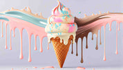 3D Ice Cream Chocolate White Wall Mural Wallpaper YXL 2284
