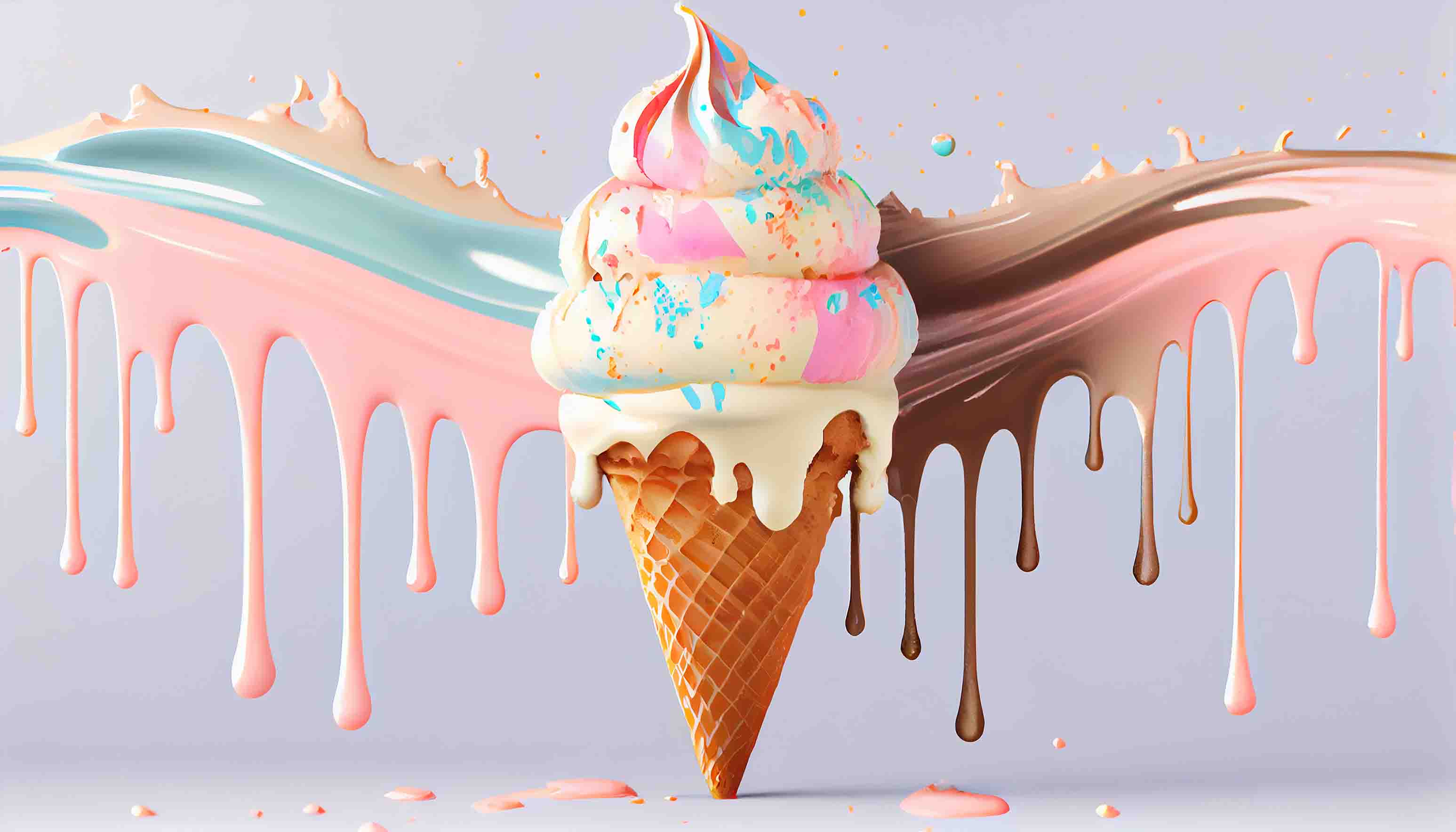 3D Ice Cream Chocolate White Wall Mural Wallpaper YXL 2284