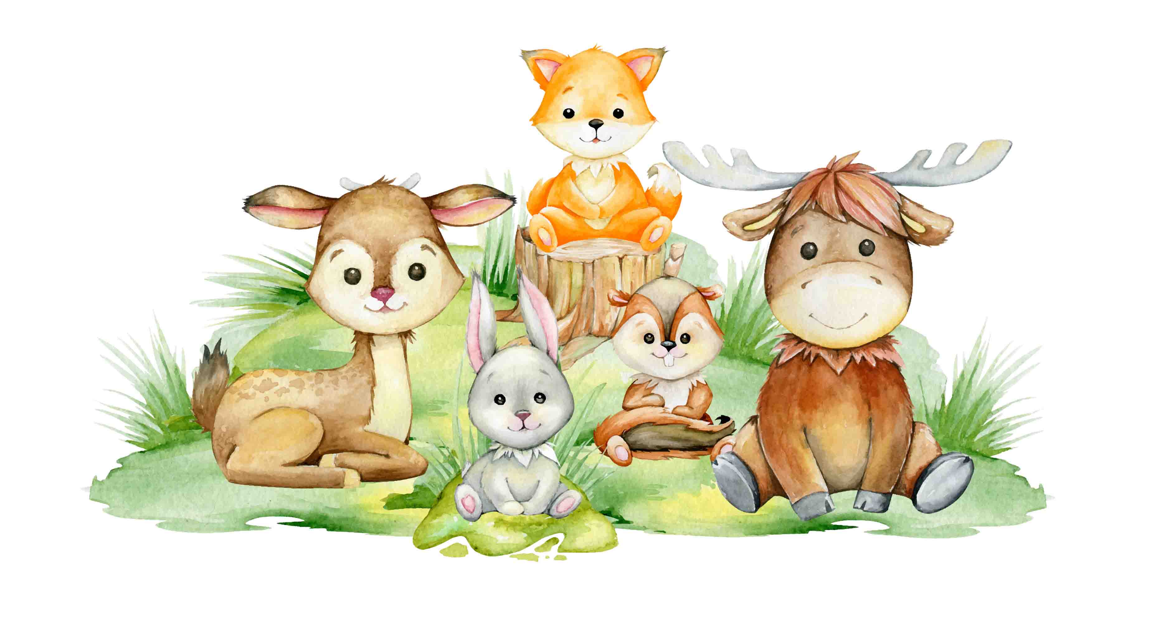 3D Childcare Nursery School Cartoon Kids Animals Wall Mural Wallpaper JN 41