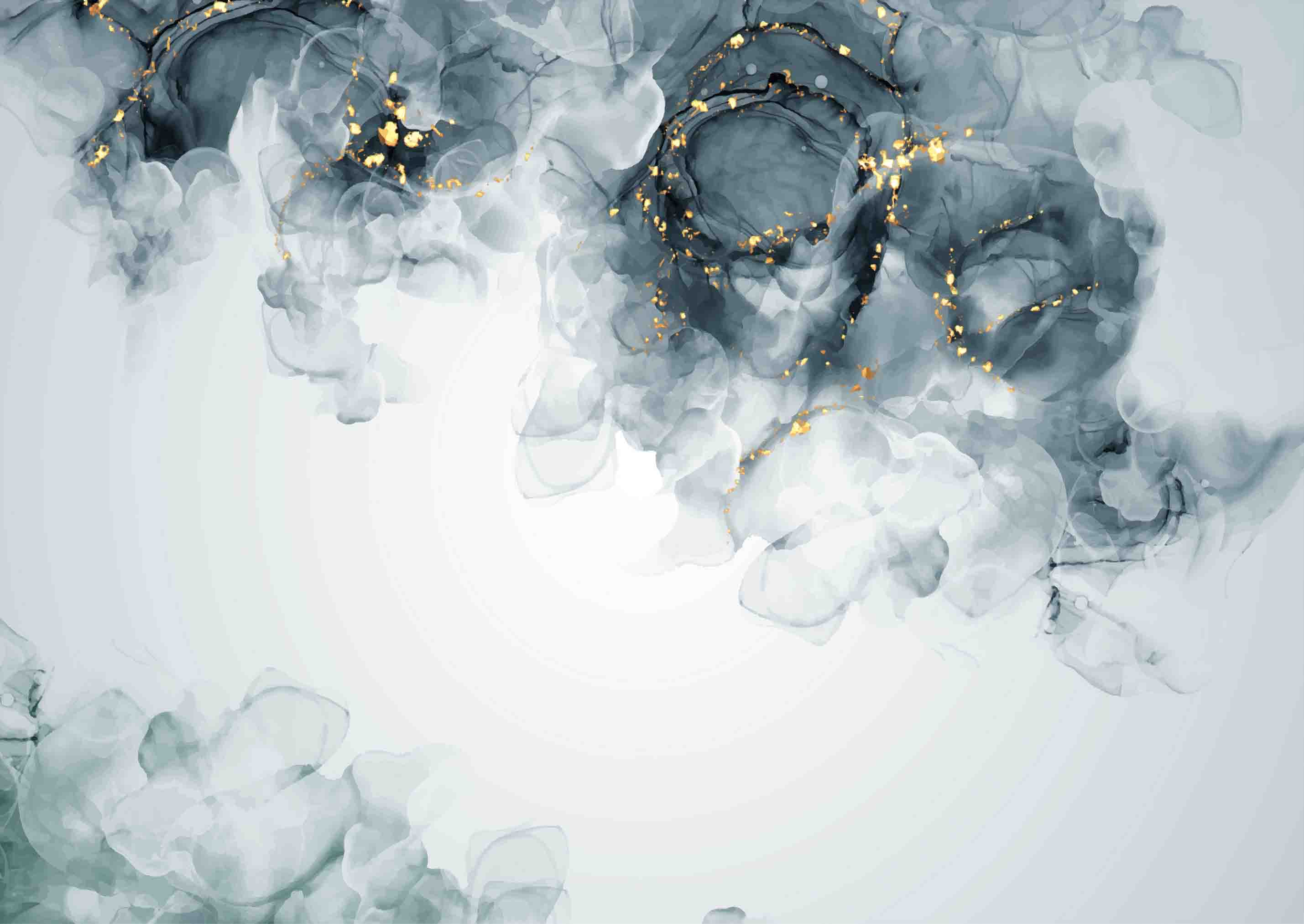 3D Abstract Damaskeen Float Gray Gold Dust Wall Mural Wallpaper YXL 595