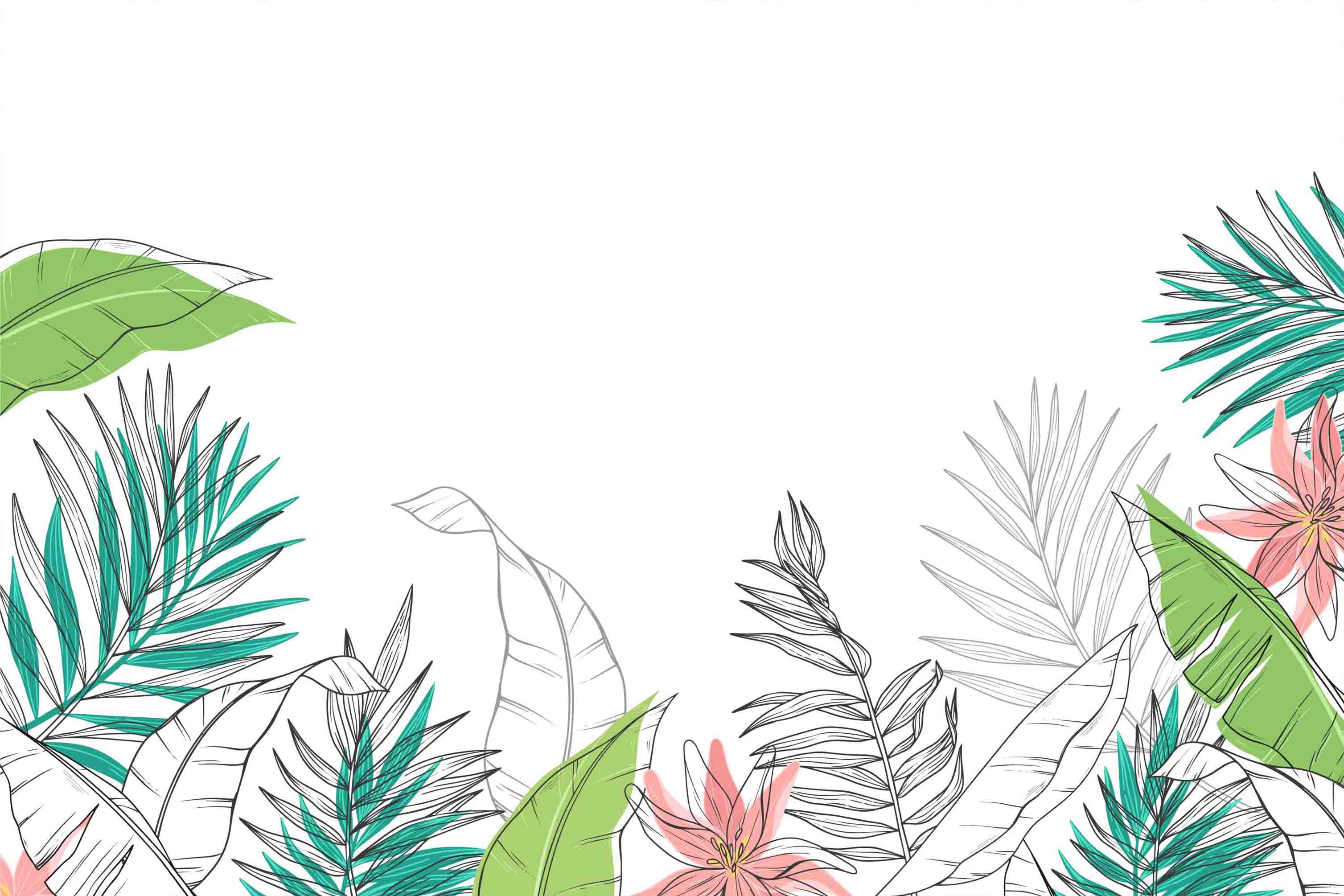 3D Hand Drawn Colored Palm Leaves Wallpaper Wall Mural Wall Decor Wall Art Wall Sticker Remoable Wallpaper 16