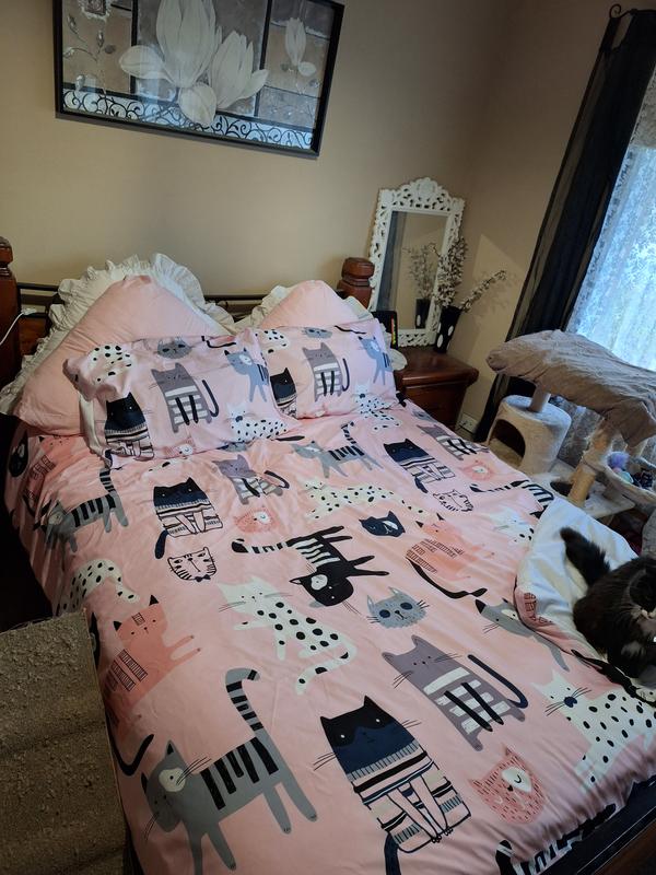 3D Cat Cartoon Pattern Quilt Cover Set Bedding Set Duvet Cover Pillowcase