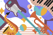 3D Painting Guitar Saxophone Piano Trumpet Wall Mural Wallpaper YXL 06- Jess Art Decoration