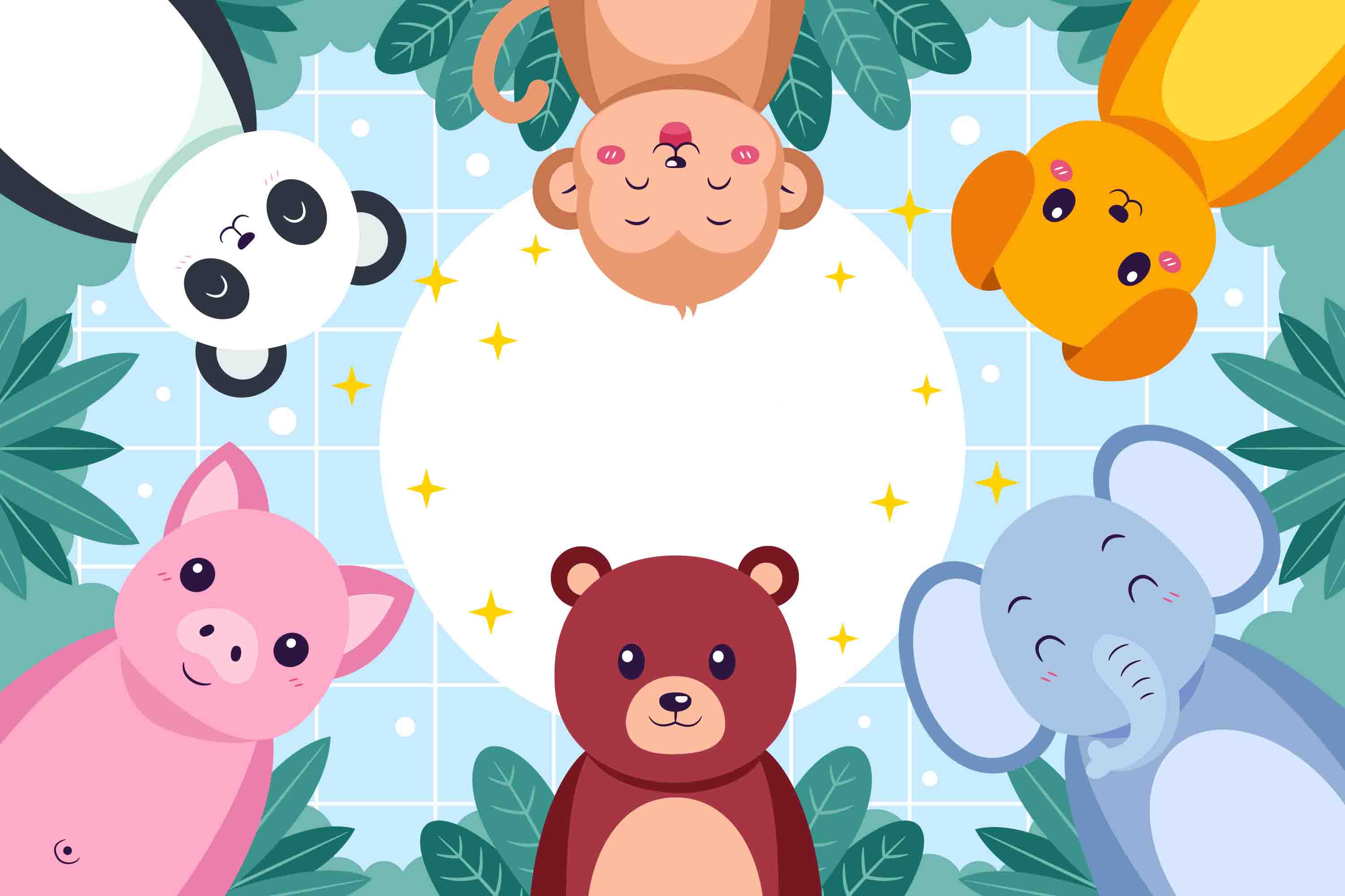 3D Childcare Nursery School Cartoon Animals Kids Wall Mural Wallpaper JN 17