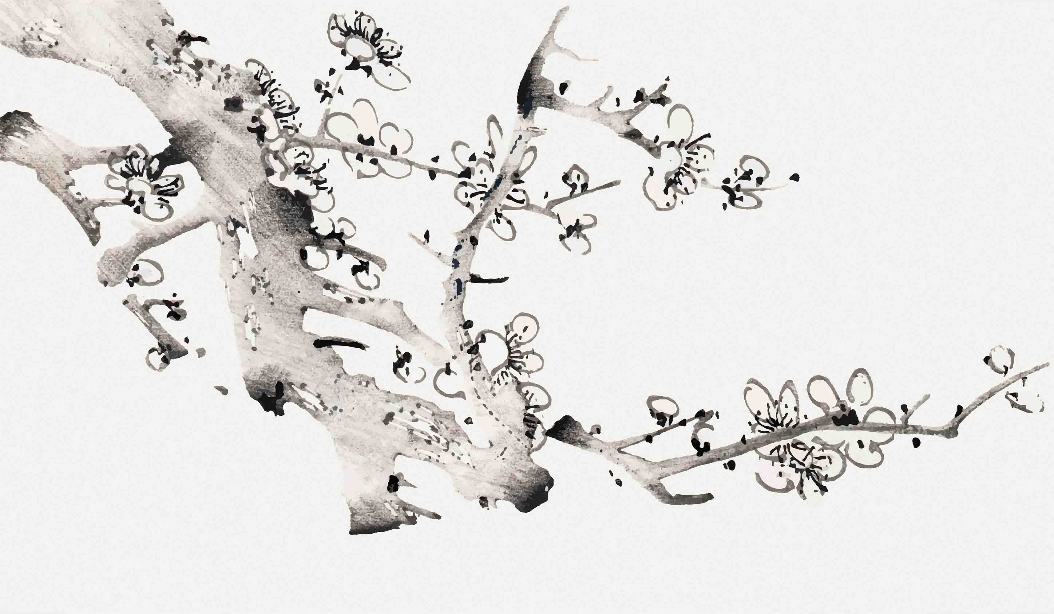 3D Ink Plum Blossom Branch Wallpaper Wall Mural Wall Decor Wall Art Wall Sticker Remoable Wallpaper LQH 40