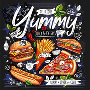 3D Restaurant Snack Bar Diner Fast Food Hamburger Chips Pizza Wall Mural Wallpaper 8