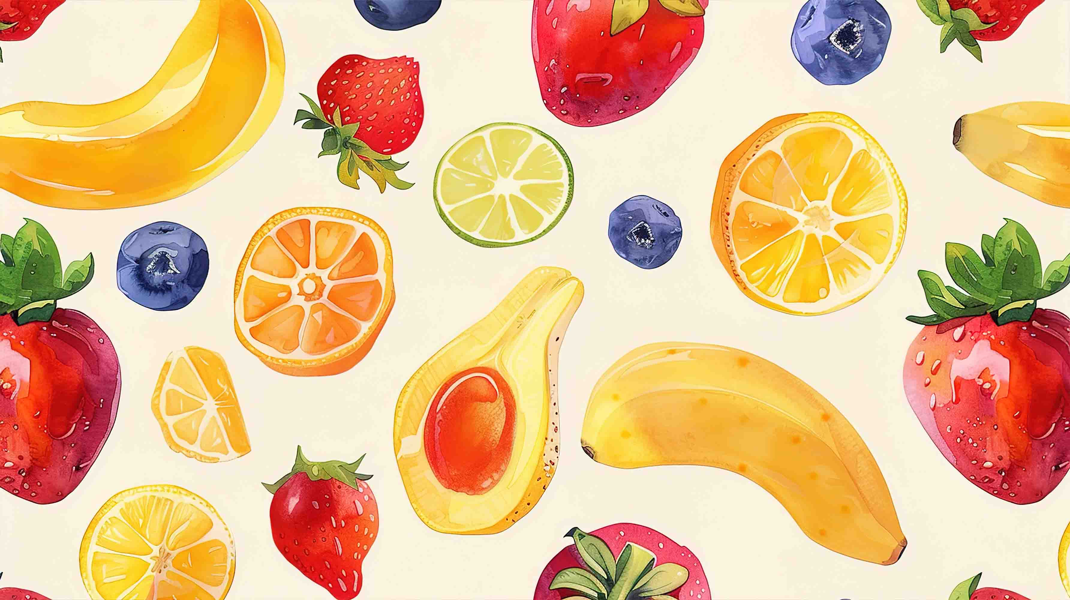3D Strawberry Apple Pear Banana Papaya Wall Mural Wallpaper YXL 258