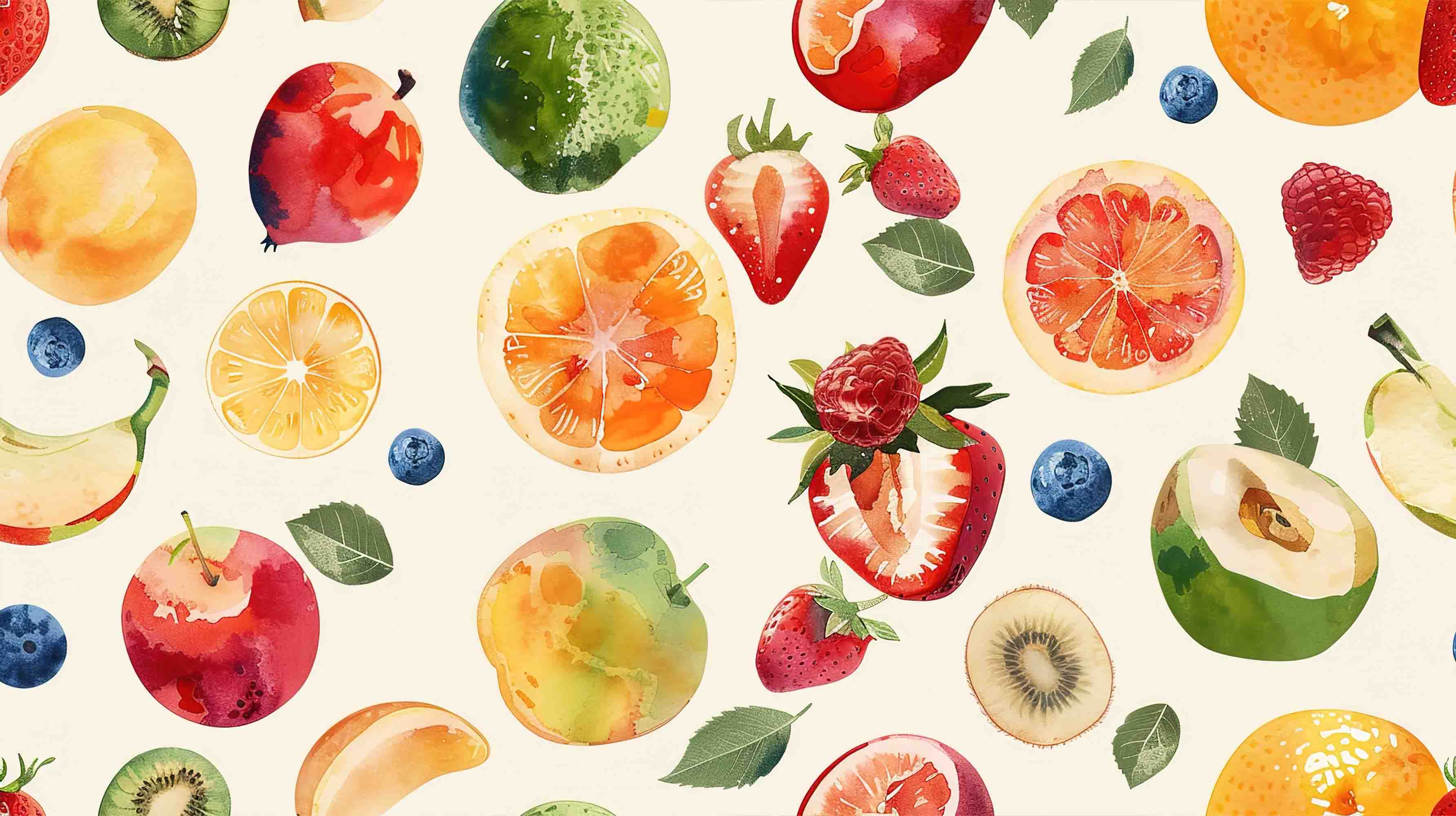 3D Pattern Apple Peach Strawberry Orange Wall Mural Wallpaper YXL 255