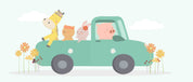 3D Childcare Nursery School Cartoon Kids Animals Car Wall Mural Wallpaper JN