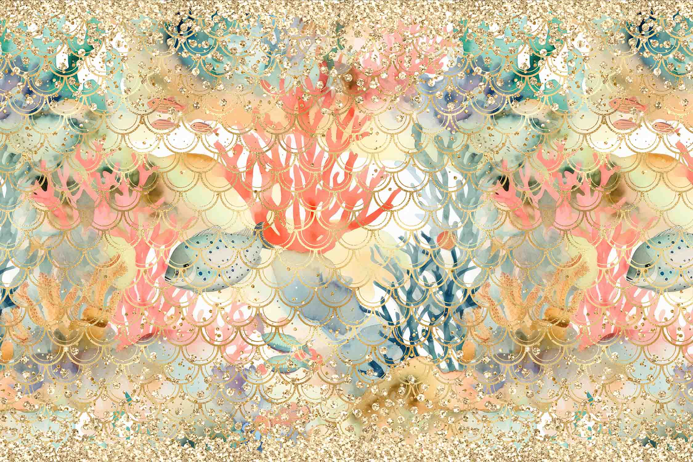 3D Animal Coral Sea Fish Bubble Net Wall Mural Wallpaper YXL 14