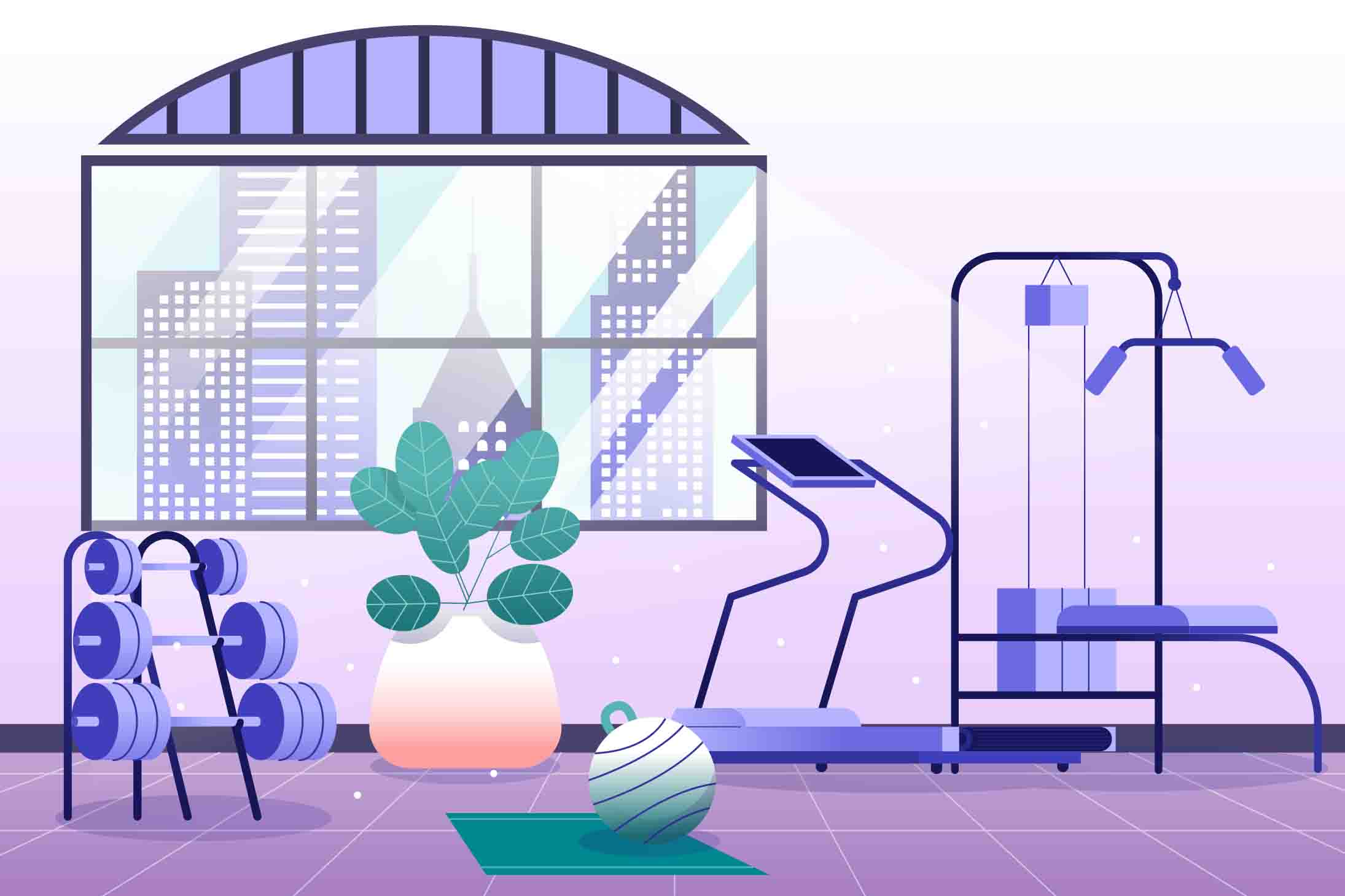 3D Gym Dumbbell Treadmill Window Wall Mural Wallpaper YXL 2378