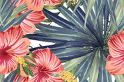 3D Tropical Pink Flowers Palm Leaves Wallpaper Wall Mural Wall Decor Wall Art Wall Sticker Remoable Wallpaper 25