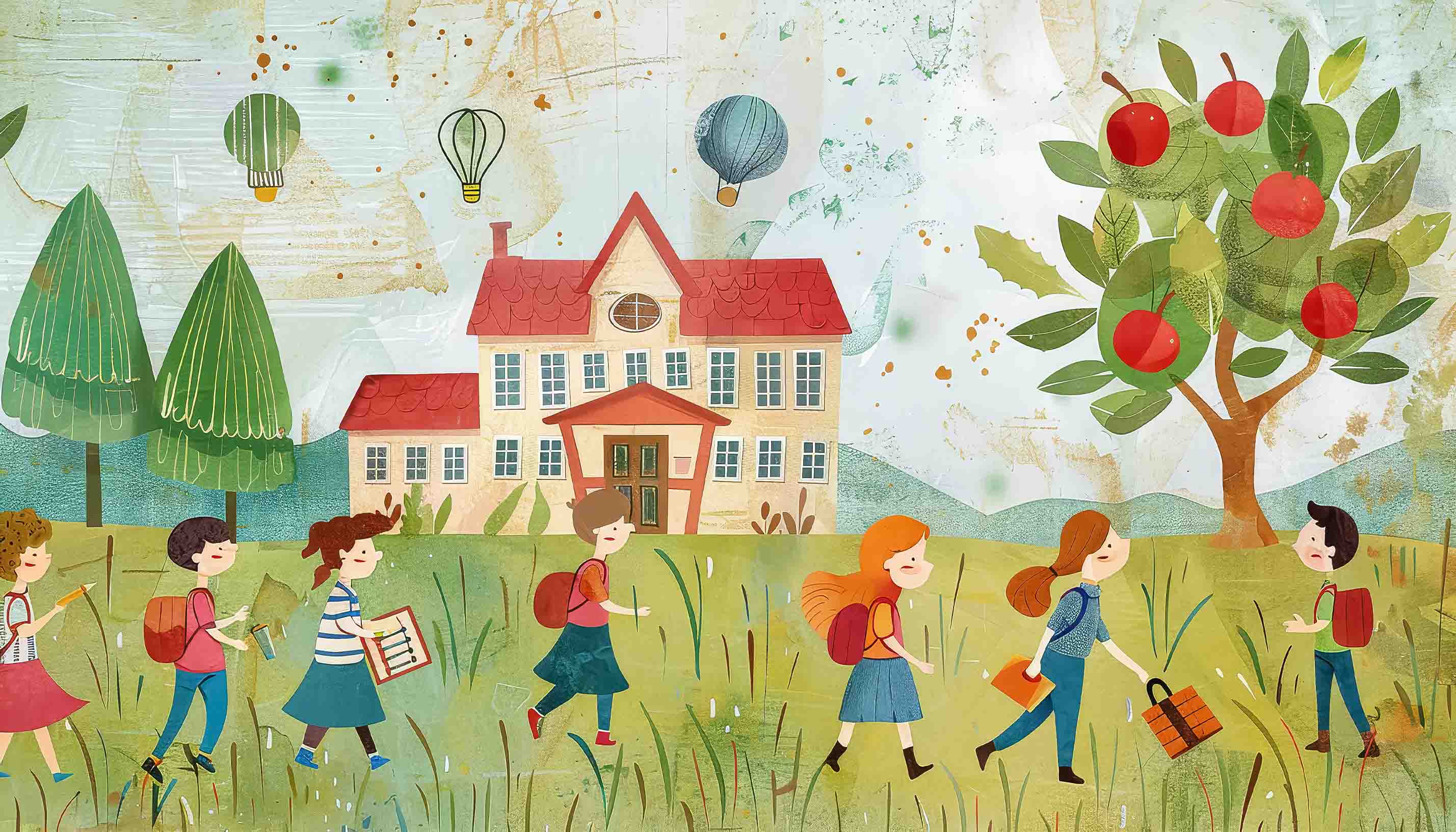 3D Childcare Nursery School Cartoon Schoolyard Children Wall Mural Wallpaper JN