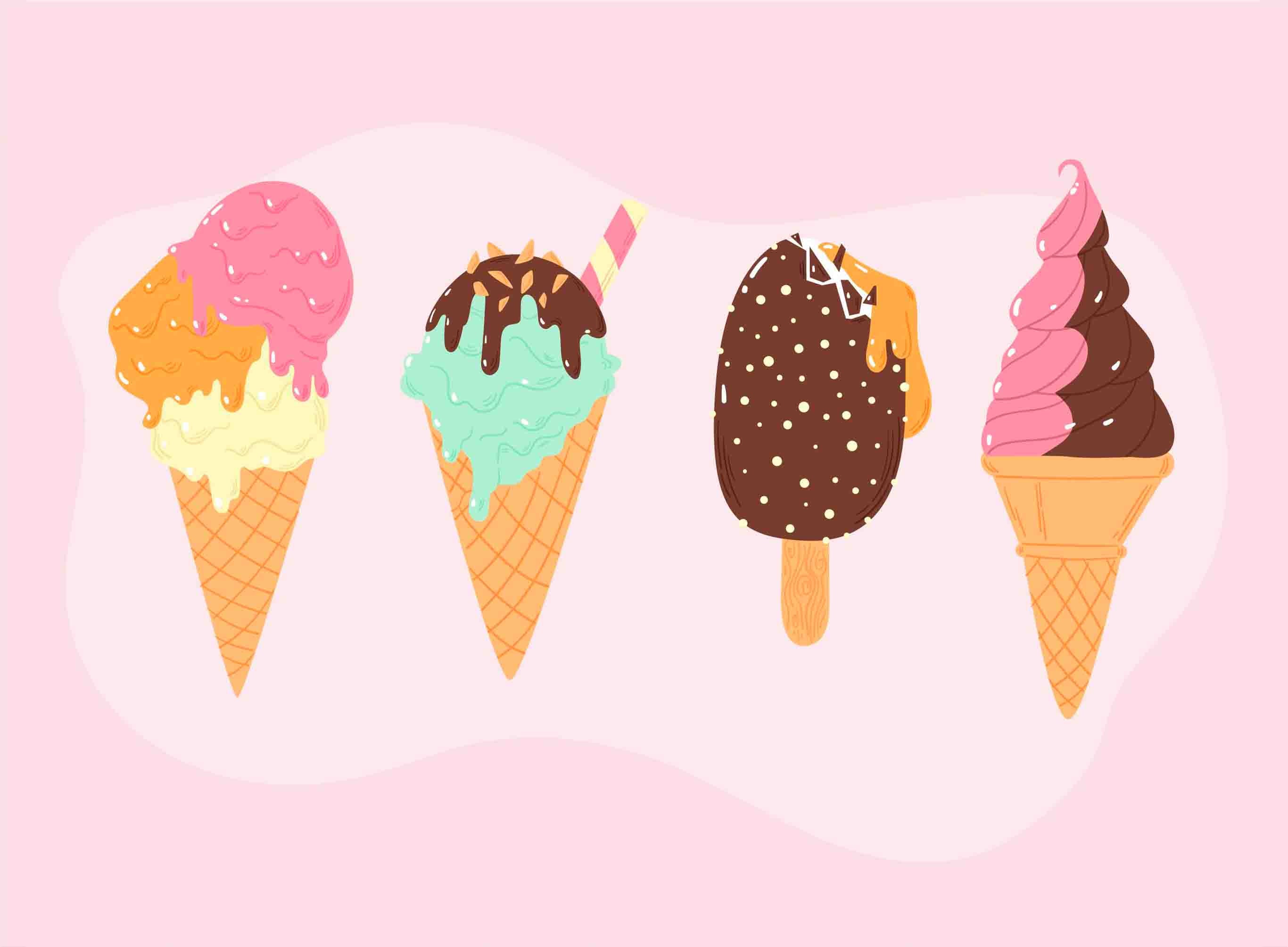 3D Ice Cream Pink Chocolate Spread Wall Mural Wallpaper YXL 2298