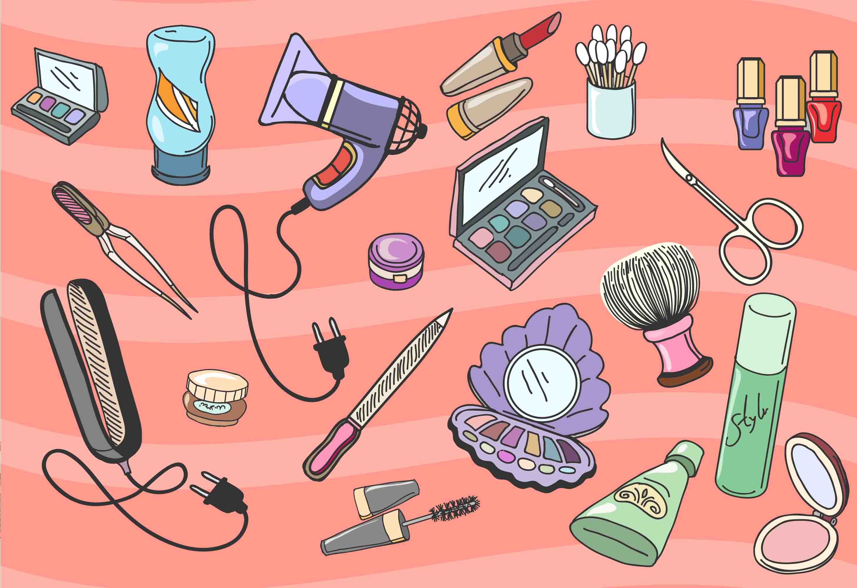 3D Salon Shop Beauty Salon Manicure Set Manicure Tools Wall Mural Wallpaper 35