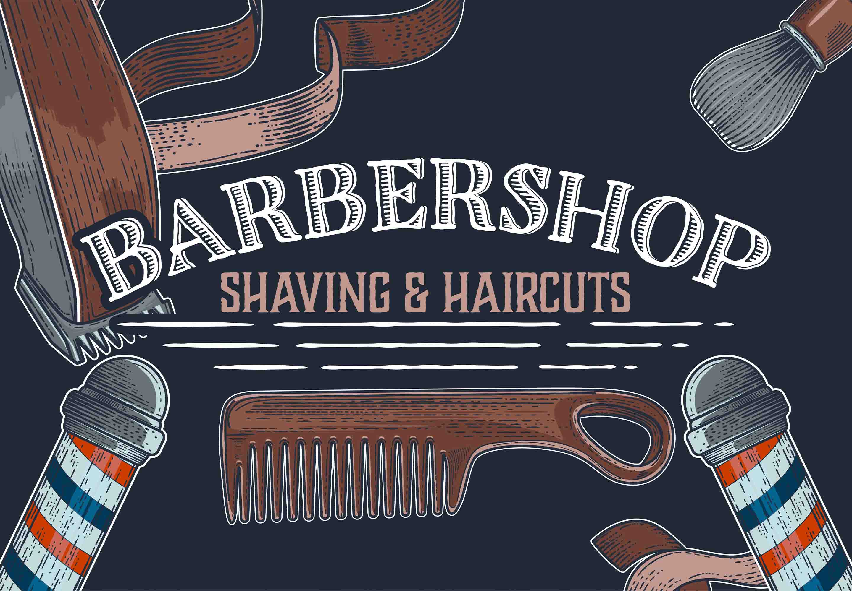 3D Barber Shop Hair Salon Haircut Specialist Shaving Wall Mural Wallpaper 5
