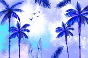 3D Watercolor Blue Coconut Tree Landscape Oil Painting Wallpaper Wall Mural Wall Decor Wall Art Wall Sticker Remoable Wallpaper