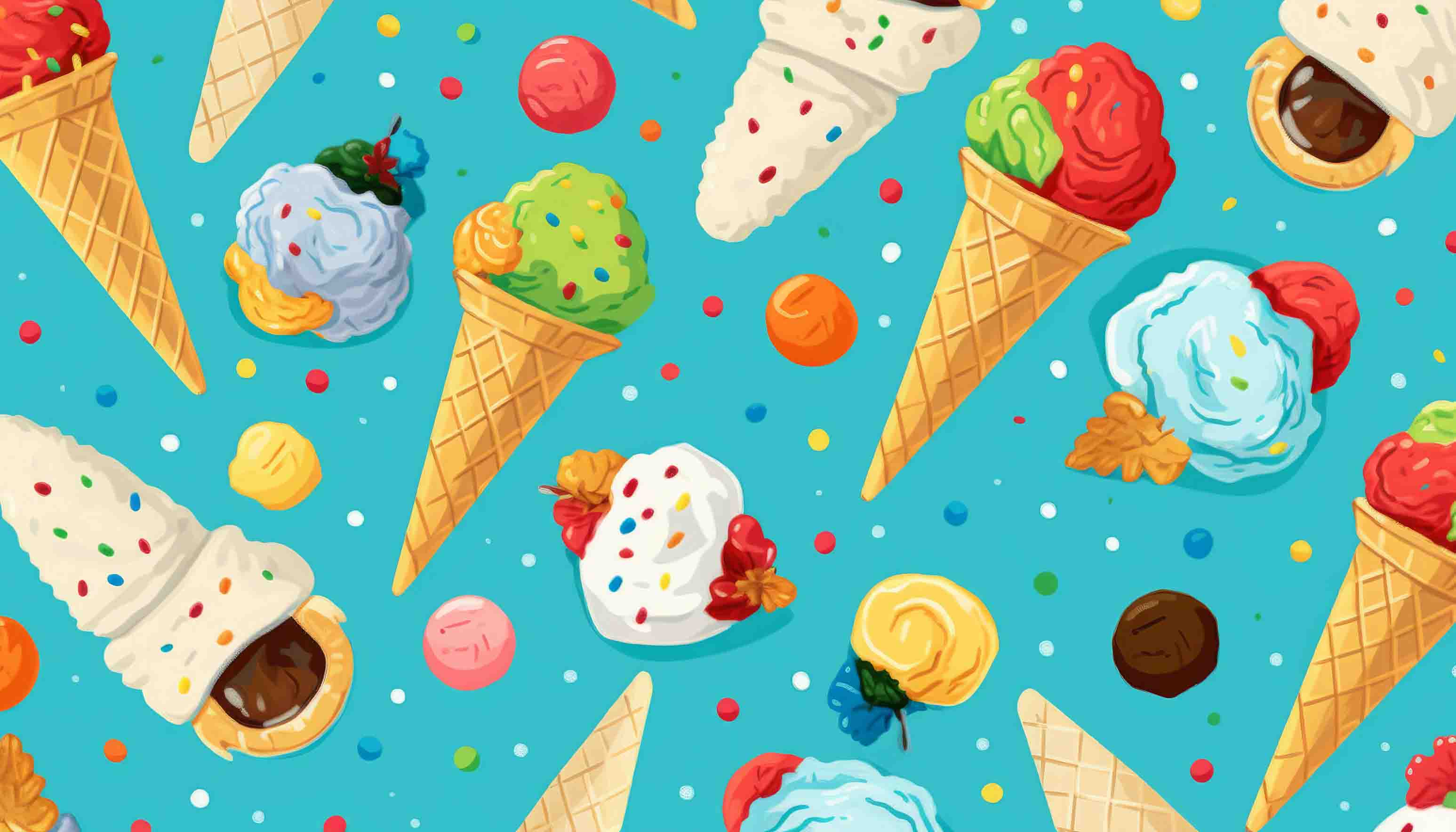 3D Ice Cream Round Blue Wave Point Wall Mural Wallpaper YXL 2307