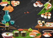 3D Restaurant Snack Bar Diner Fast Food Japanese Sushi Wall Mural Wallpaper 4