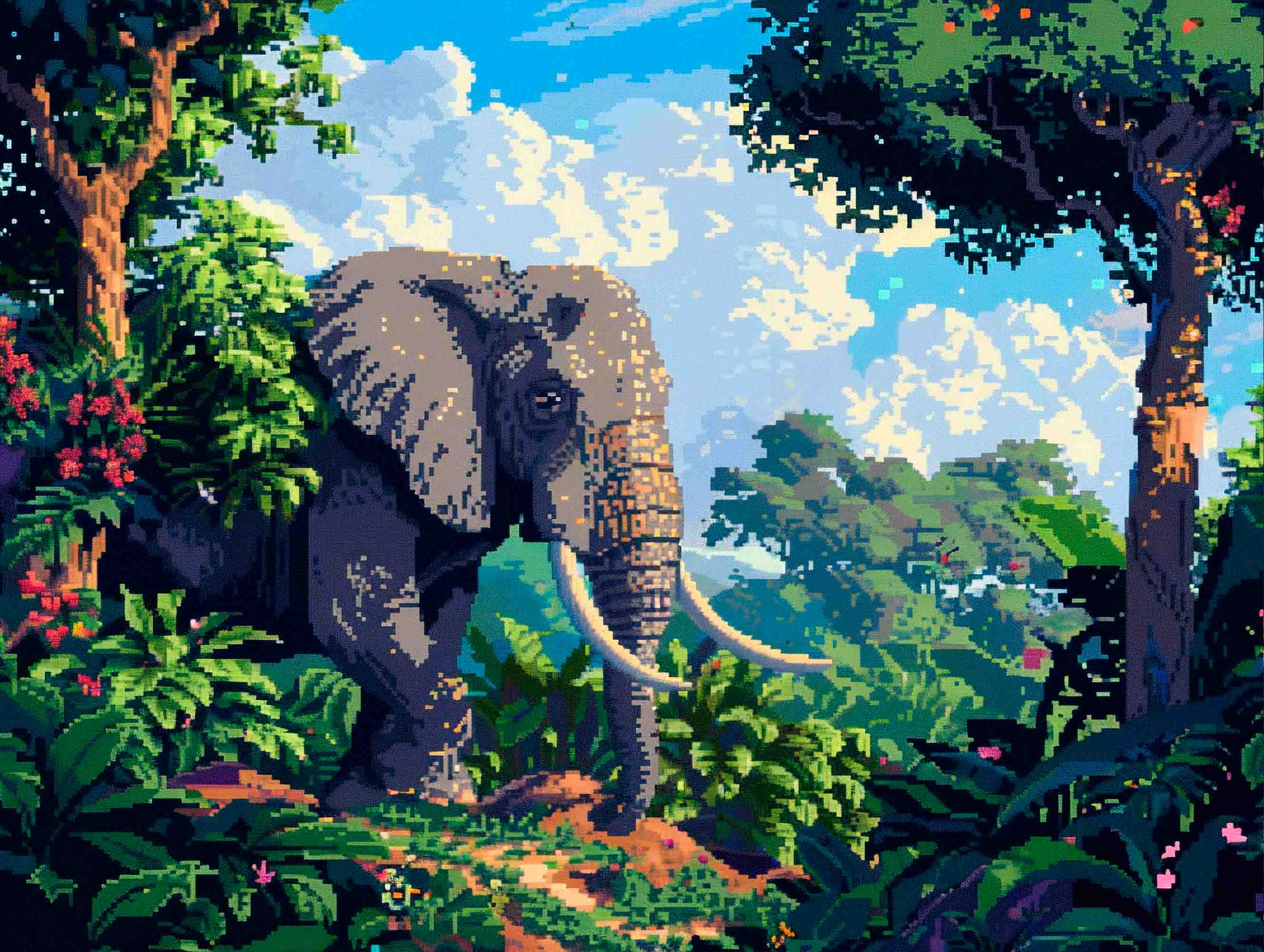 3D Tree Stone Floral Elephant Wall Mural Wallpaper YXL 720