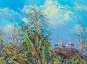 3D Oil Painting Corn Stalk Bird Cloud Sky Wall Mural Wallpaper YXL 115