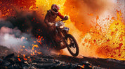 3D Volcano Person Motorbike Fog Wall Mural Wallpaper YXL 78