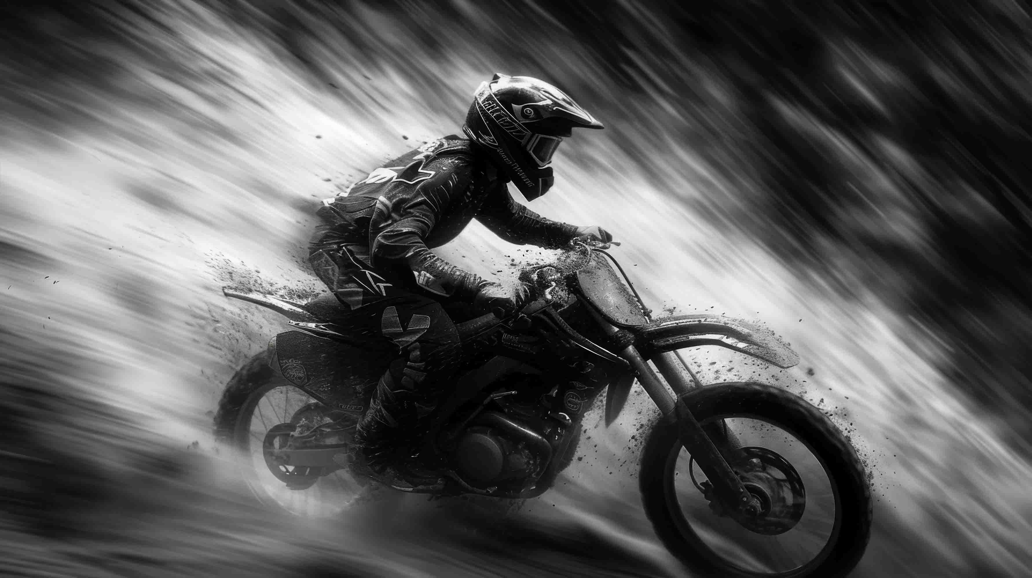 3D Sea Spindrift Person Motorbike Mud Gray Wall Mural Wallpaper YXL 76