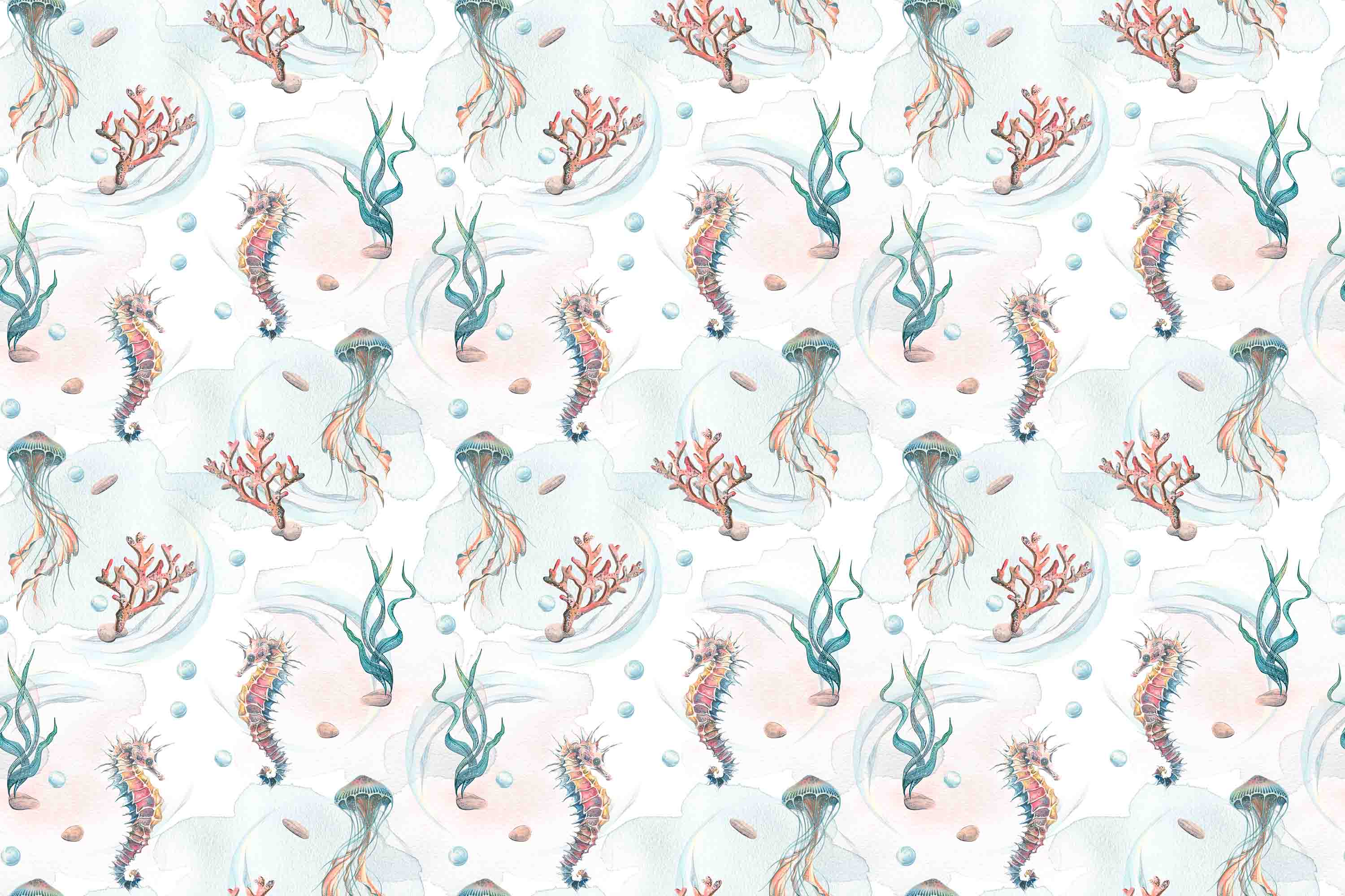 3D Animal Starfish Coral Sea Horse Octopus Bubble Wall Mural Wallpaper YXL 21