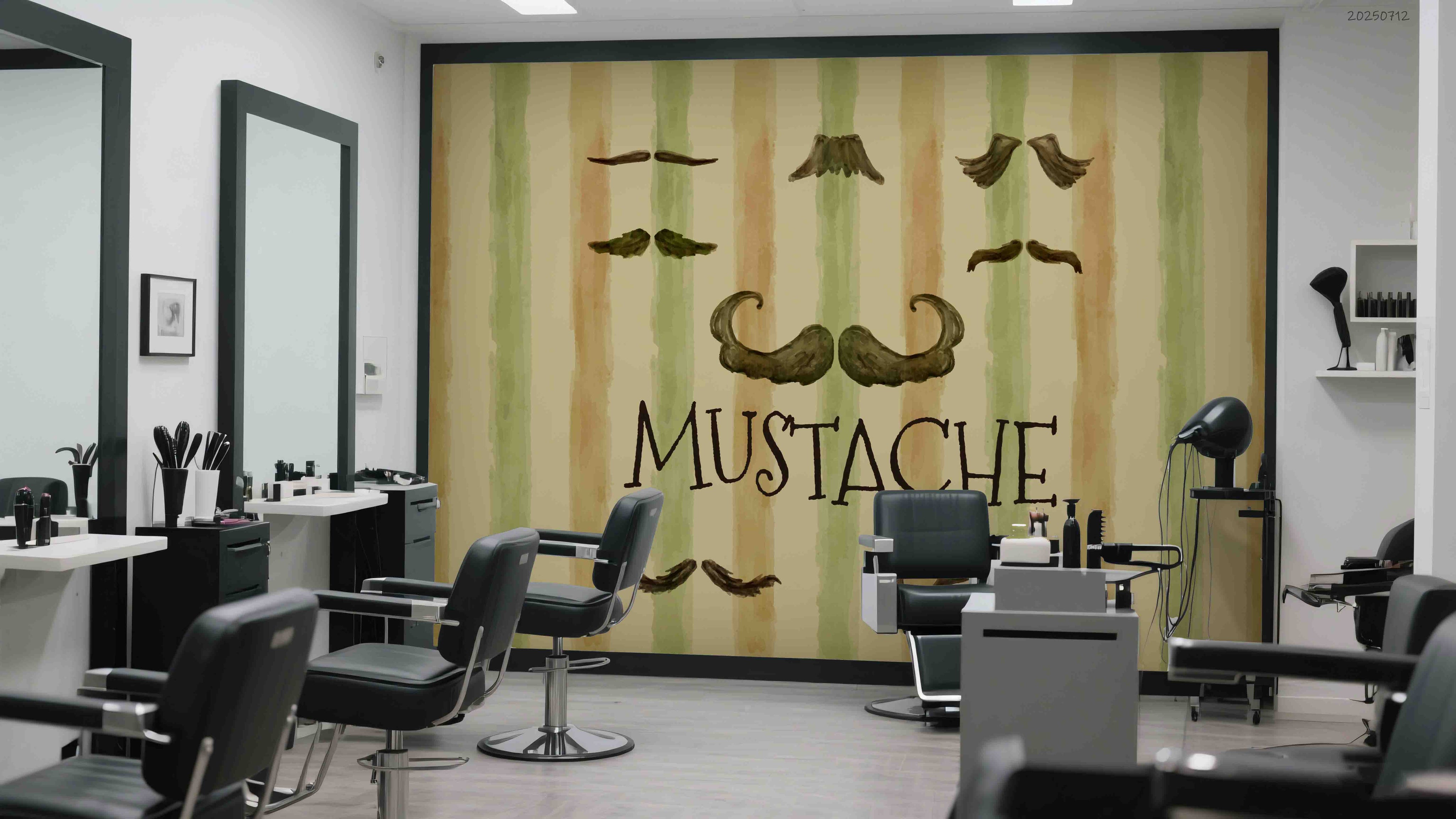 3D Salon Shop Beauty Salon Mustache Wall Mural Wallpaper 1
