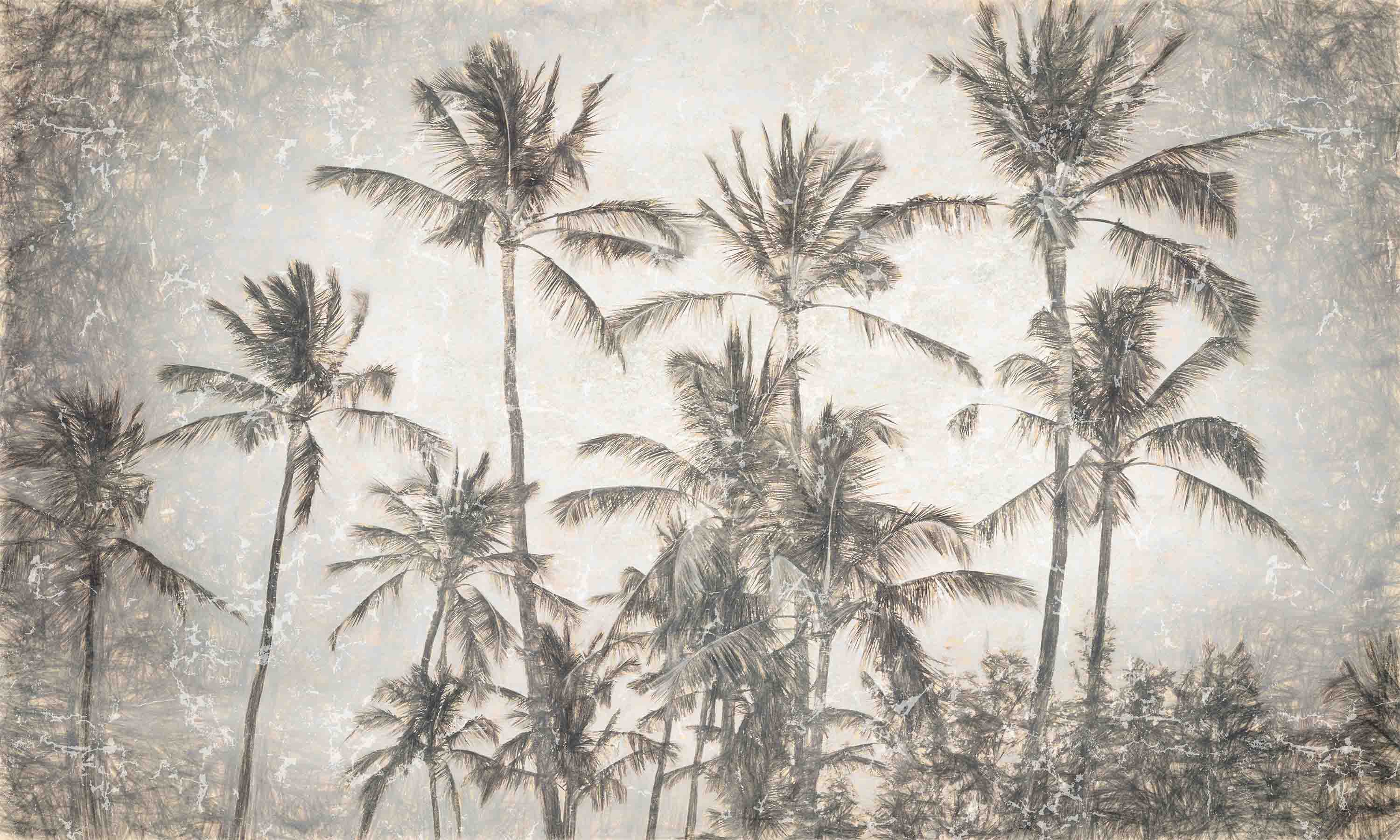 3D Retro Palm Tree Sketch retro palm tree sketch mural wall mural wallpaper for bedroom - view 8