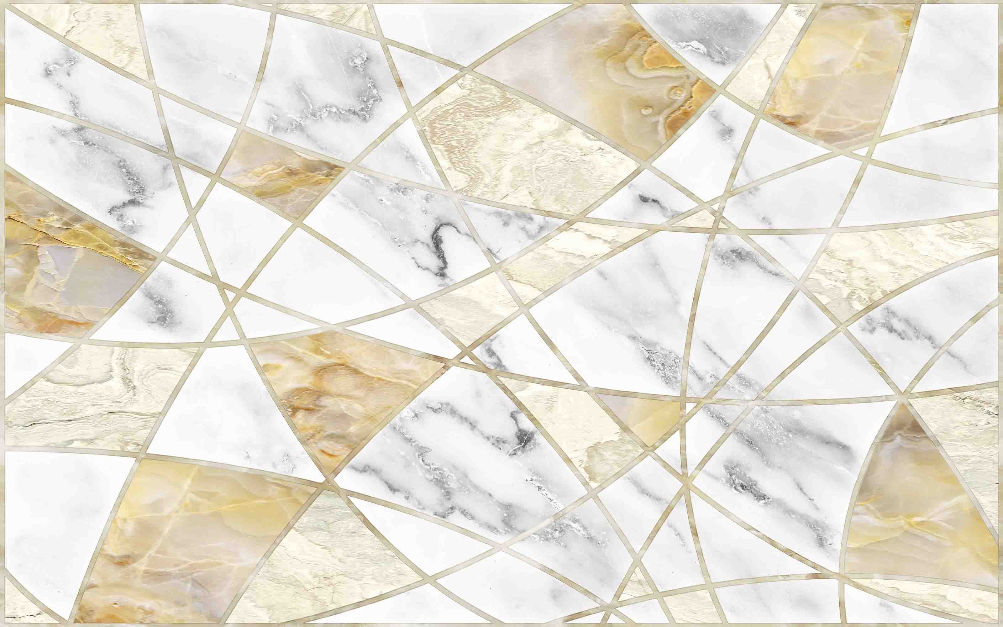3D Marble Ellipse Rhombus Triangle Line Wall Mural Wallpaper YXL 563
