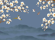 3D Blue Blossom Bird Wall Mural Wallpaper 2683