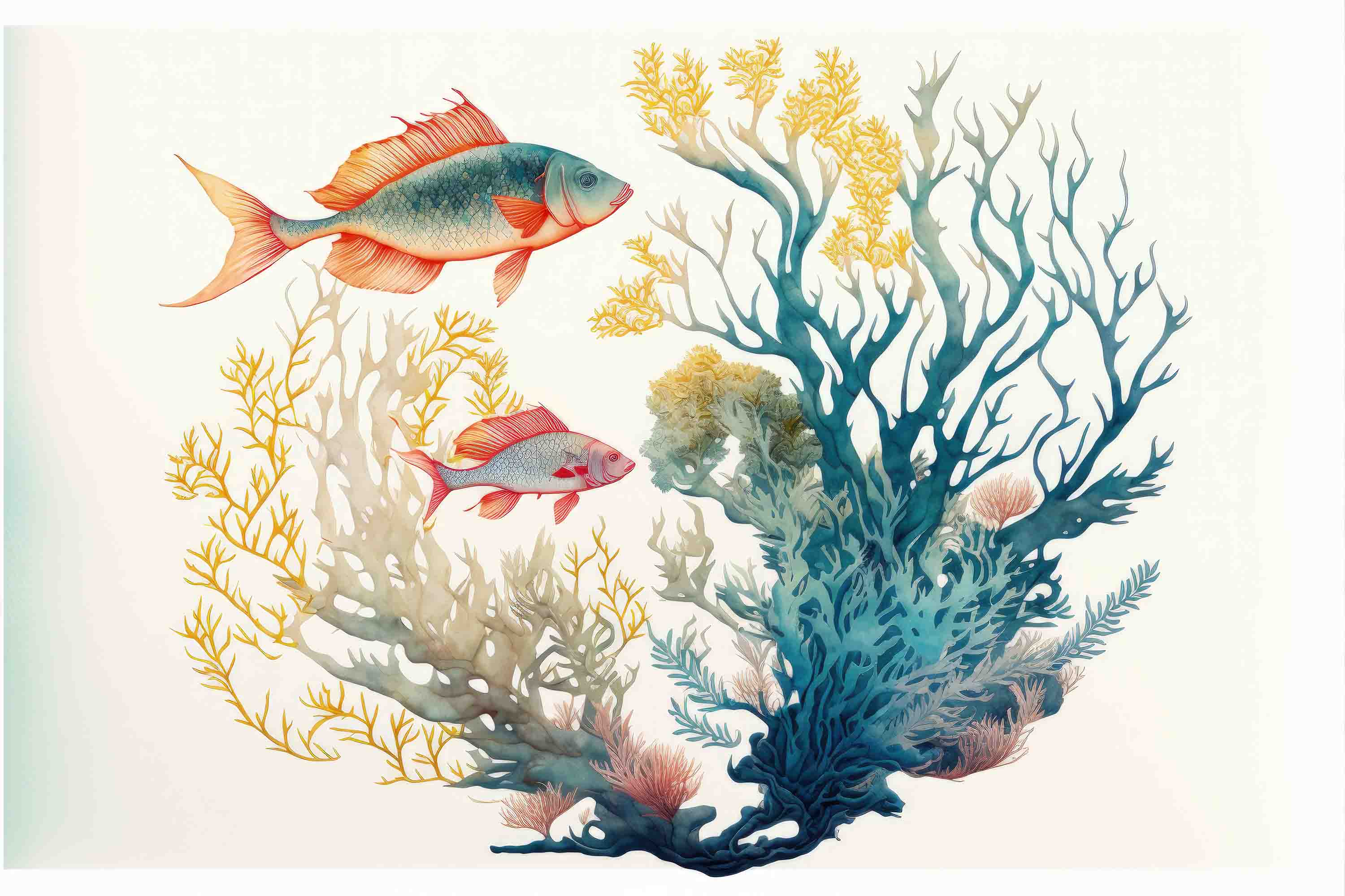 3D Animal Coral Sea Fish Wall Mural Wallpaper YXL 26