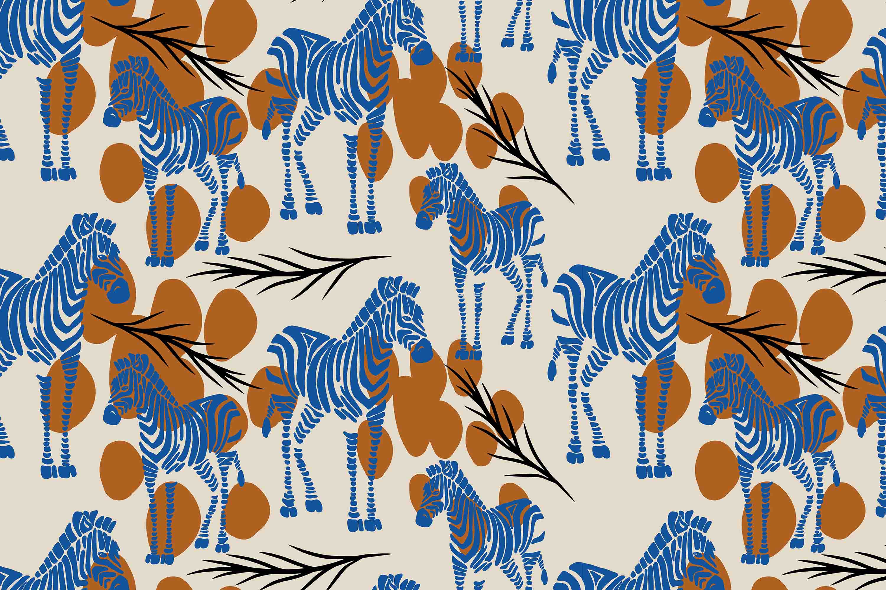 3D Abstract Brown Artistic Leaf Blue Zebra Wallpaper Wall Mural Wall Decor Wall Art Wall Sticker Remoable Wallpaper LQH 47