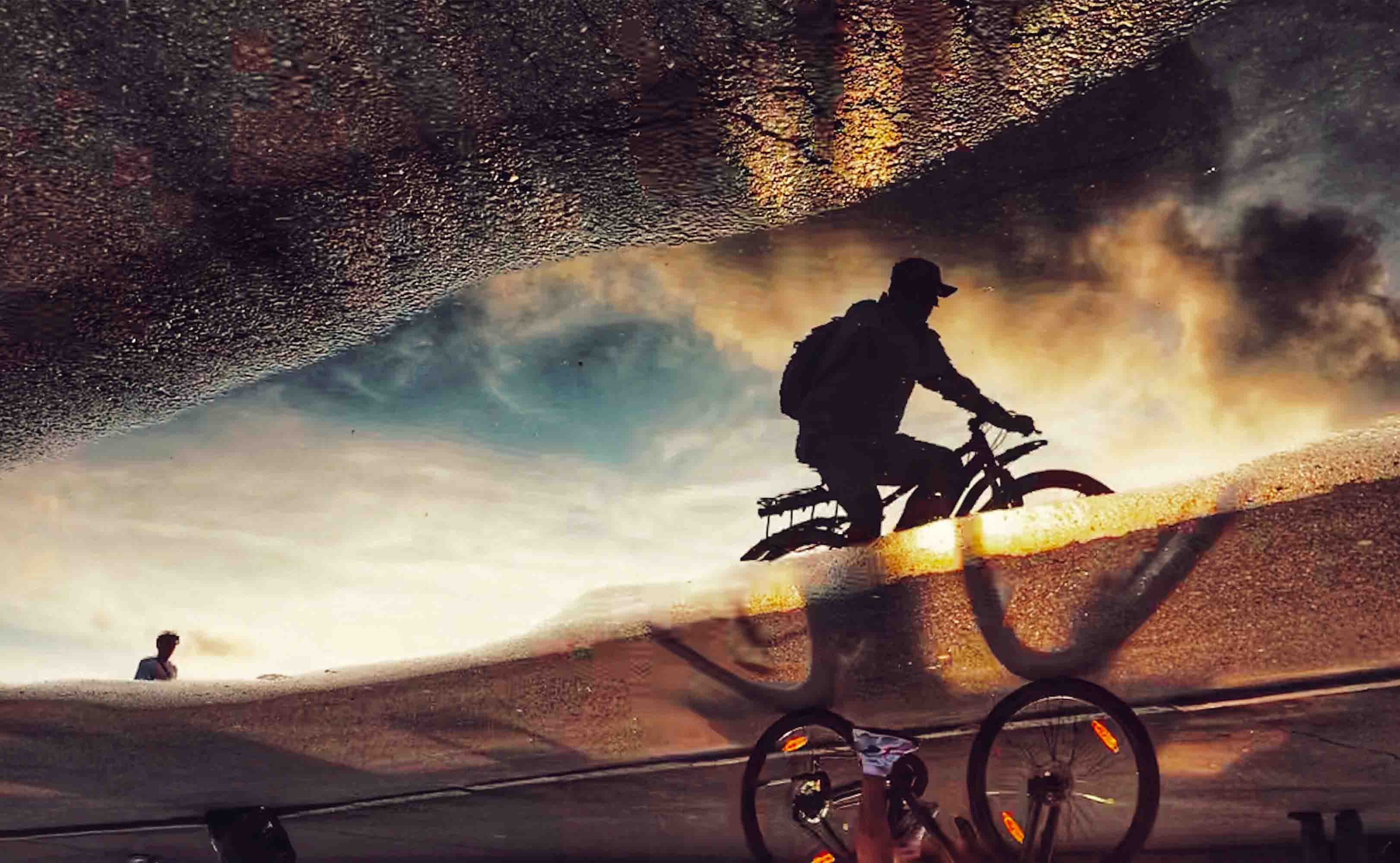 3D Mountain Person Cycling Road Wall Mural Wallpaper YXL 98
