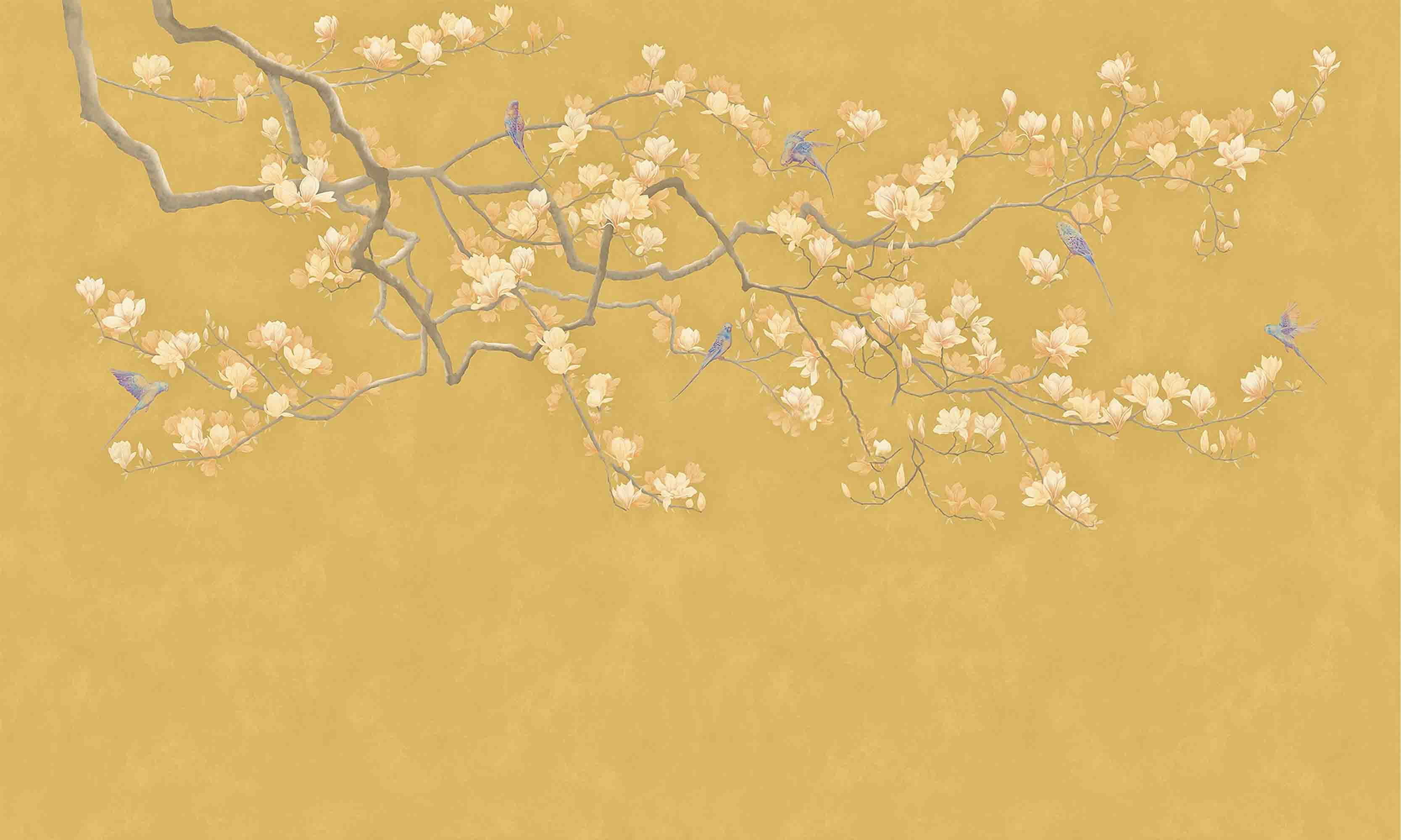 3D Chinese Flower Branch Gold Wallpaper Wall Mural Wall Decor Wall Art Wall Sticker Remoable Wallpaper LQH