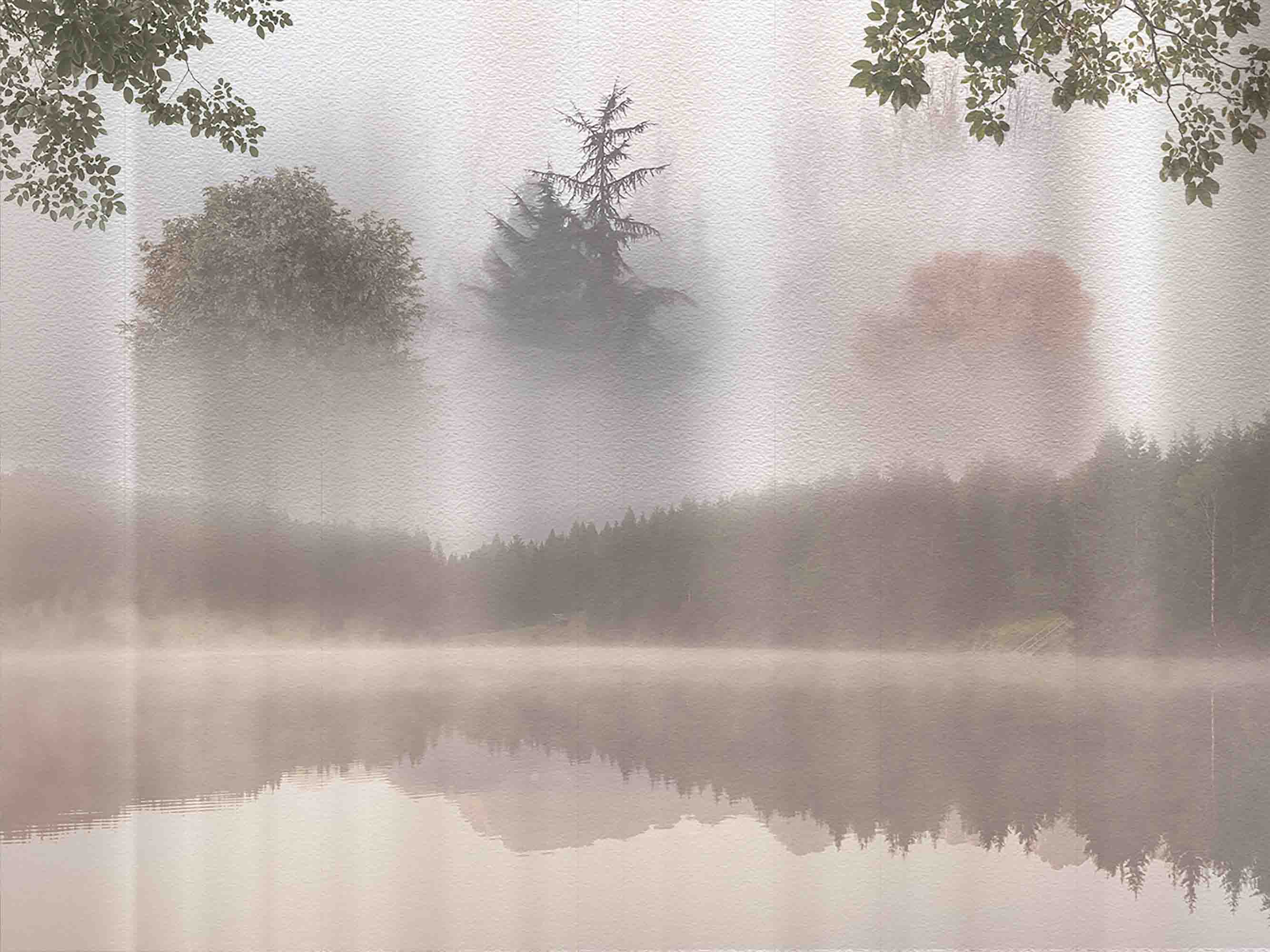 3D Watercolor Grey Forest Lake Wallpaper Wall Mural Wall Decor Wall Art Wall Sticker Remoable Wallpaper LQH