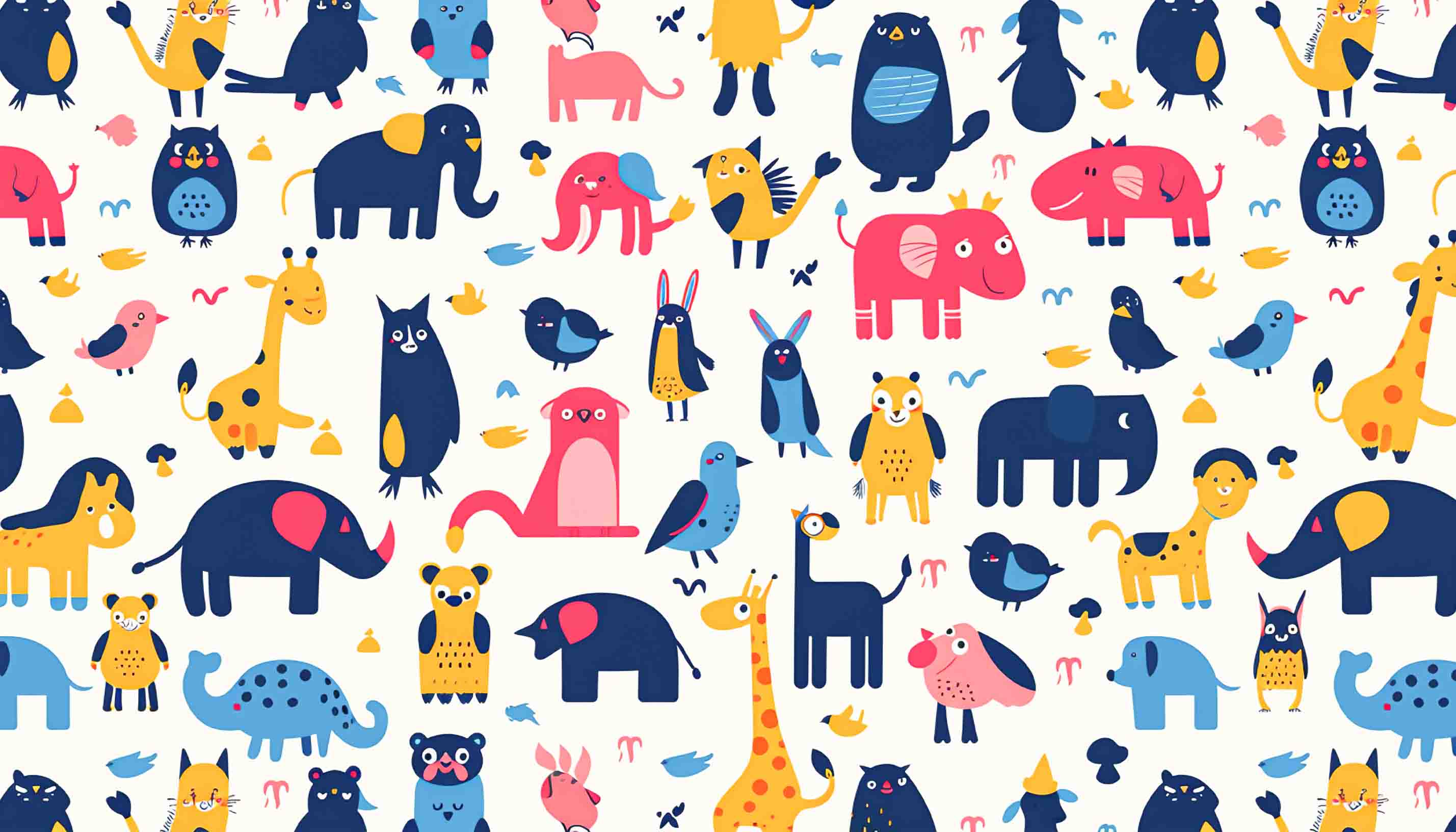 3D Childcare Nursery School Cartoon Animals Kids Pattern Wall Mural Wallpaper JN