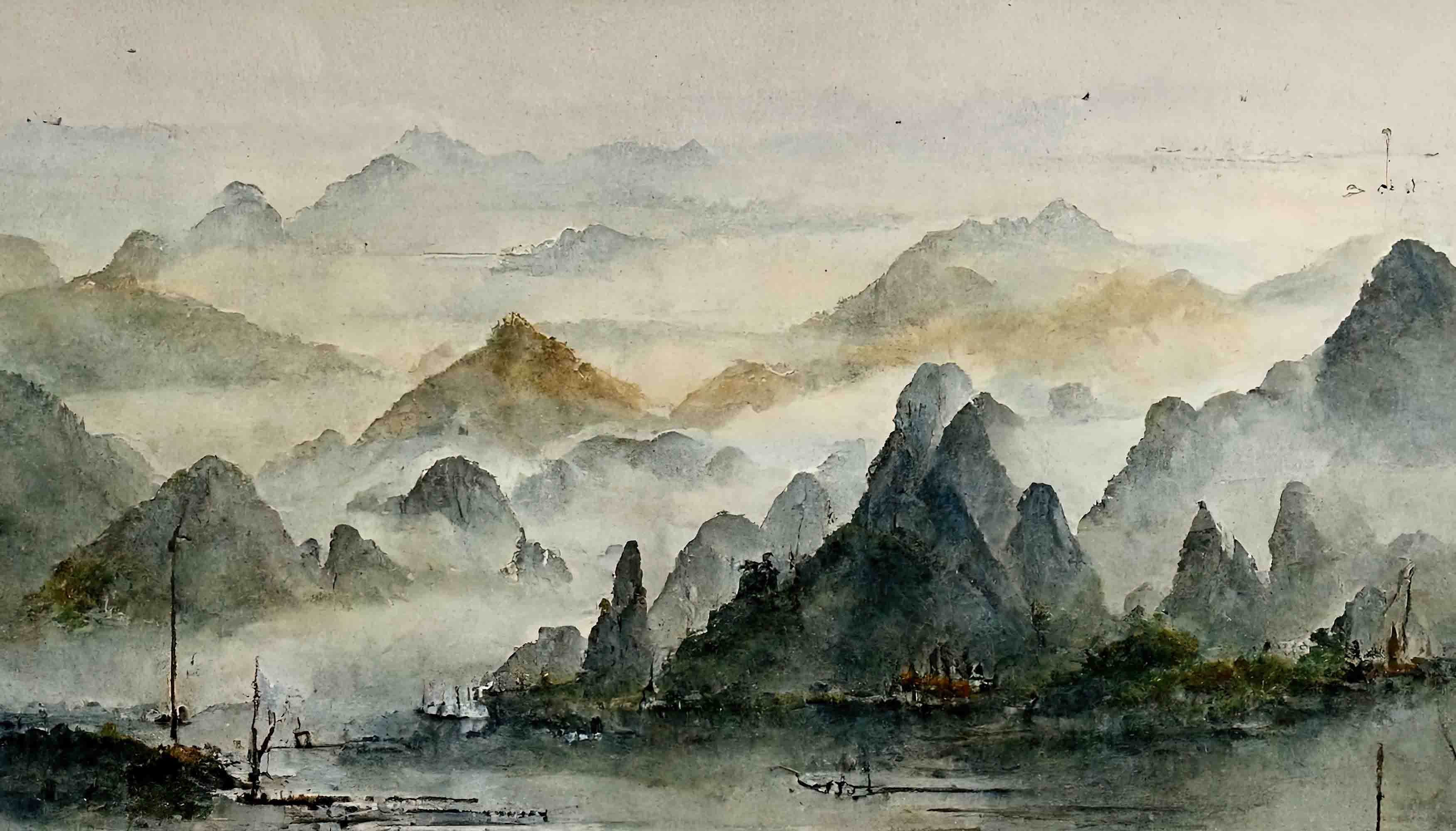 3D Watercolor Mountains Landscape Oil Painting Wallpaper Wall Mural Wall Decor Wall Art Wall Sticker Remoable Wallpaper LQH 33