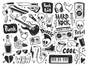 3D Graffiti Tape Skull Guitar Organ Floral Loudspeaker Box Black Wall Mural Wallpaper YXL 09- Jess Art Decoration