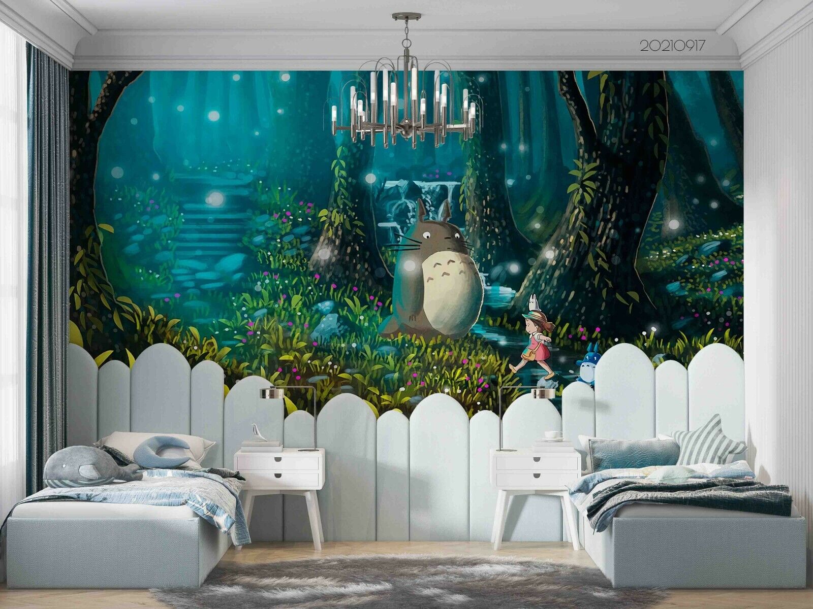 3D Totoro Forest Anime Wall Mural Wallpaper JN