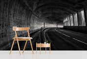 3D Tunnel Light Road Gray Cement Wall Mural Wallpaper YXL 1093