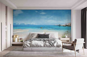 3D Sandbeach Sea Stone Cloud Sky Wall Mural Wallpaper YXL 886