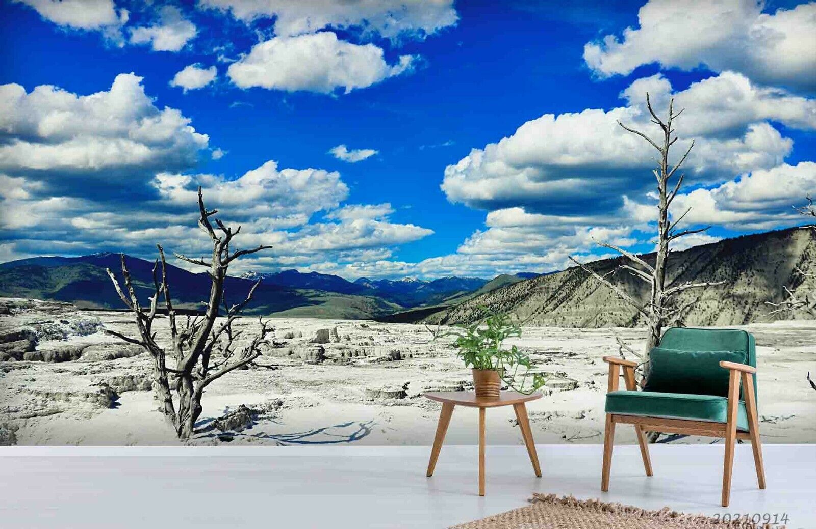 3D Mountain Cloud Sky blue mountain cloud landscape wall mural wallpaper for living room - view 3